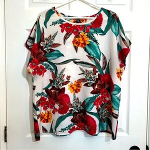 Tropical Print Batwing Blouse